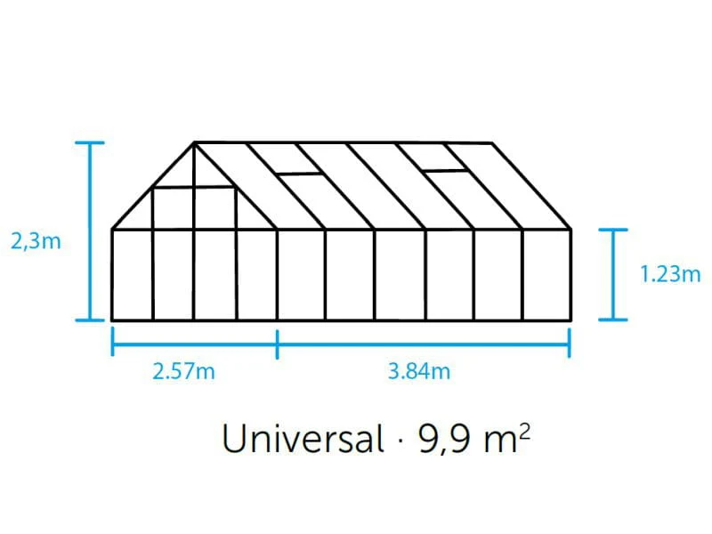 Halls Gewächshaus Universal 128 Schwarz Sicherheitsglas 9,9m² - SPARSET inkl. Fundament Schwarz - Image 2