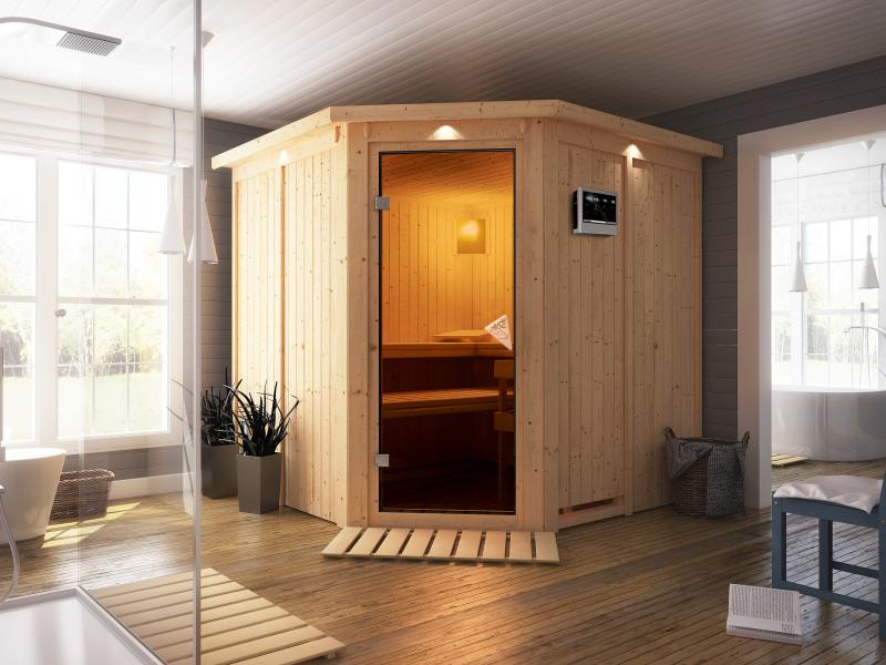 Jarin - Karibu Sauna inkl. 9-kW-Bioofen - mit Dachkranz - - Image 4