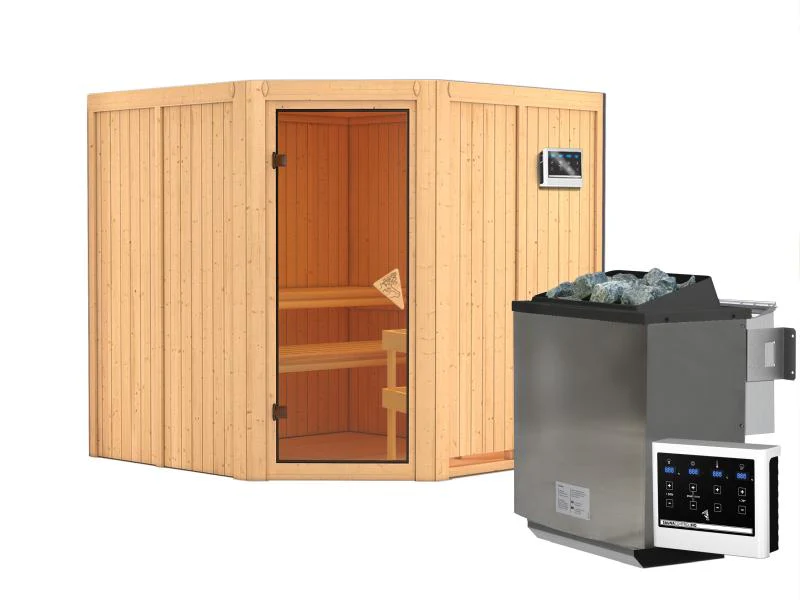 Jarin - Karibu Sauna inkl. 9-kW-Bioofen - ohne Dachkranz - - Image 2