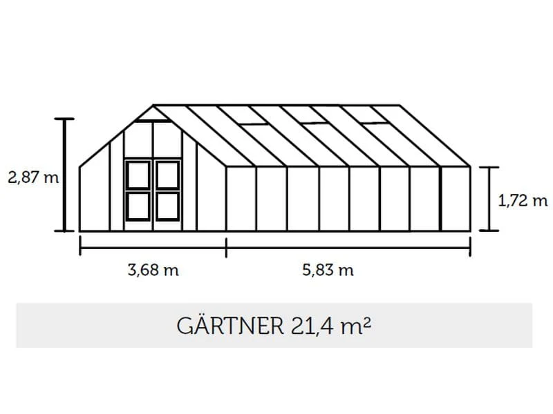 Juliana Gewächshaus Gärtner 21.4 anthrazit pulverbschichtet, 3mm Sicherheitsglas - Image 2