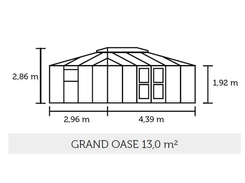 Juliana Gewächshaus Grand Oase 13 qm, Anthrazit pulverbeschichtet, 3mm Sicherheitsglas - Image 3