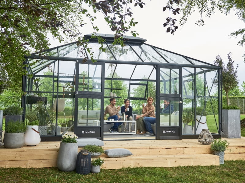 Juliana Gewächshaus Grand Oase 18,8 qm, Anthrazit pulverbeschichtet, 3mm Sicherheitsglas - SPARSET i - Image 2