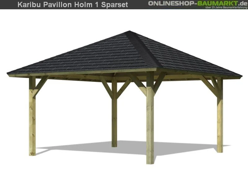 Karibu 4-Eck Pavillon Classic Holm 1 kdi Sparset inkl. Schindeln - Image 3