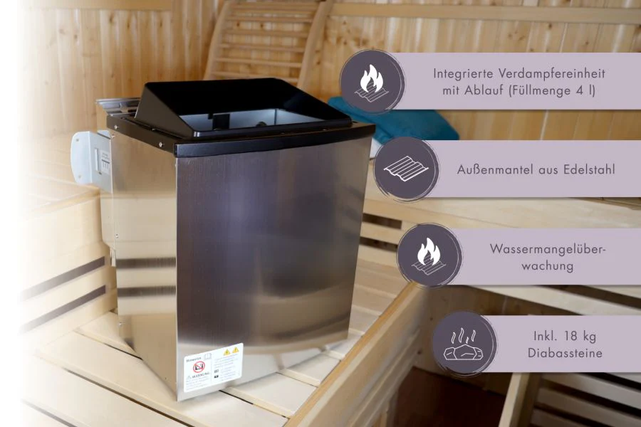 Karibu Bio-Kombiofen 9,0 kW externe WiFi Steuerung und Steine - Image 2