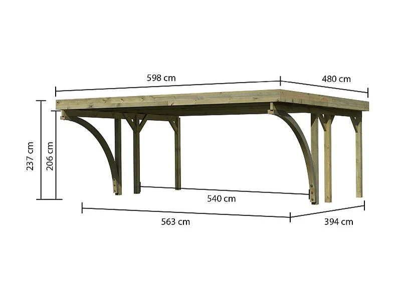 Karibu Carport Classic Doppel 1 mit 2 Einfahrtsbögen kdi - Image 5