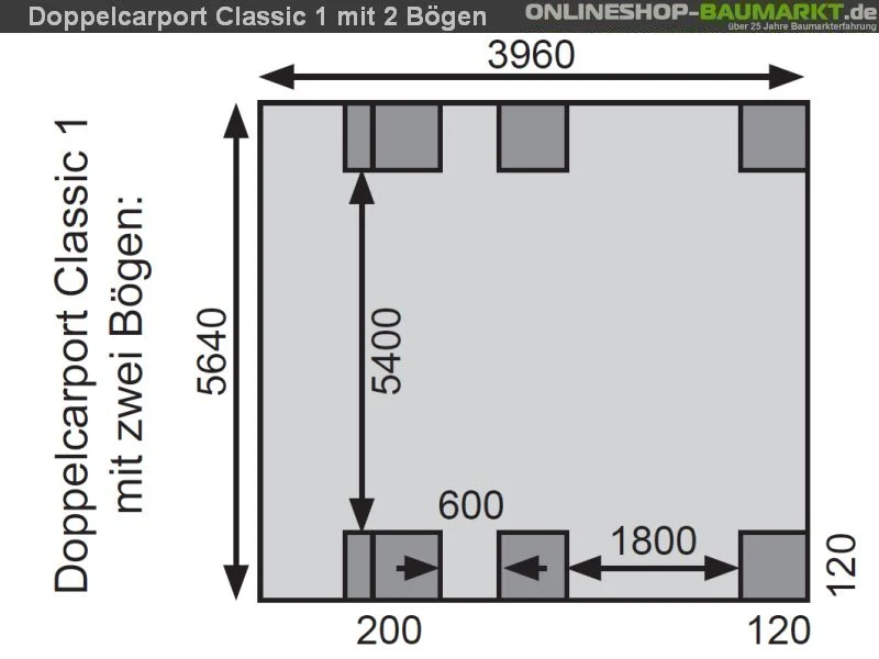 Karibu Carport Classic Doppel 1 mit 2 Einfahrtsbögen kdi - Image 10