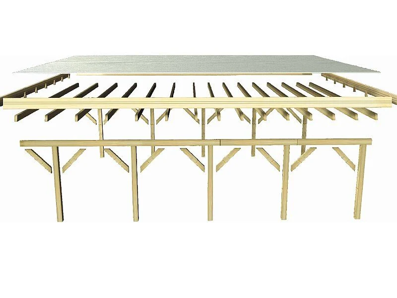 Karibu Carport Classic Einzel 1 mit 2 Einfahrtsbögen kdi - PVC - Image 4