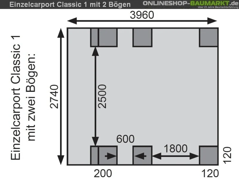 Karibu Carport Classic Einzel 1 mit 2 Einfahrtsbögen kdi - Image 9