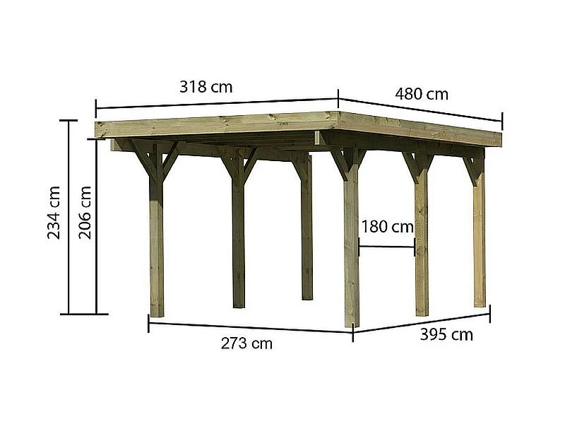 Karibu Carport Classic Einzel 1 ohne Einfahrtsbogen kdi - Image 3