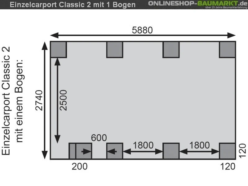 Karibu Carport Classic Einzel 2 mit 1 Einfahrtsbogen kdi - Image 9