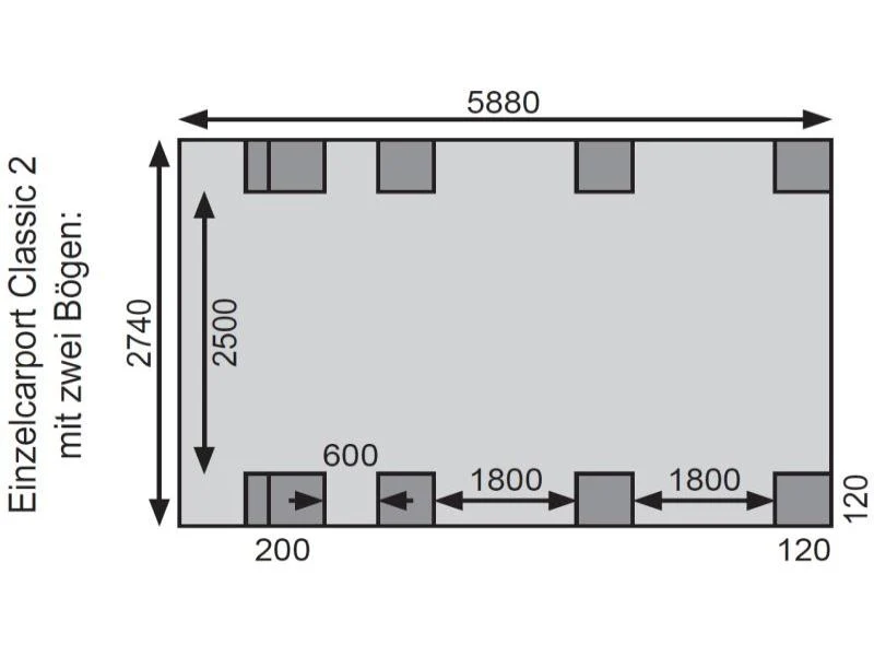 Karibu Carport Classic Einzel 2 mit 2 Einfahrtsbögen kdi - Image 9