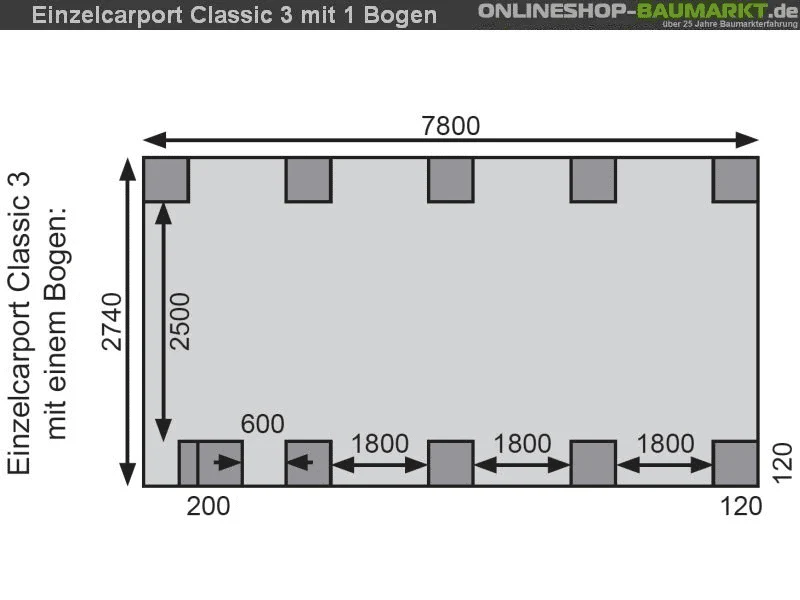 Karibu Carport Classic Einzel 3 mit 1 Einfahrtsbogen kdi - Image 9