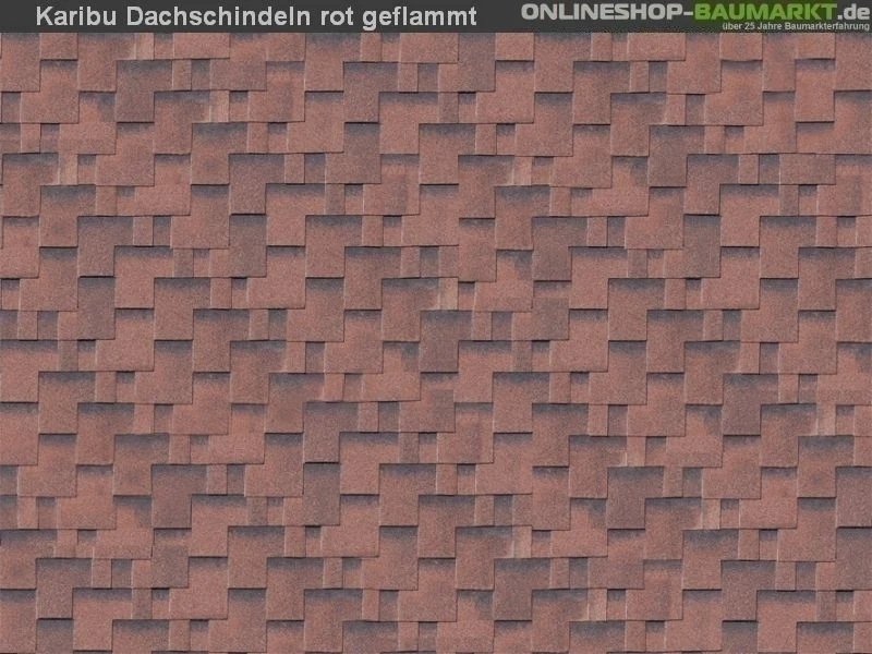 Karibu Dachschindeln Asymetrisch rot geflammt 16 Pakete