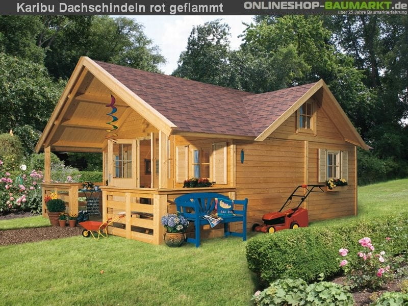 Karibu Dachschindeln Asymetrisch rot geflammt 2 Pakete - Image 3