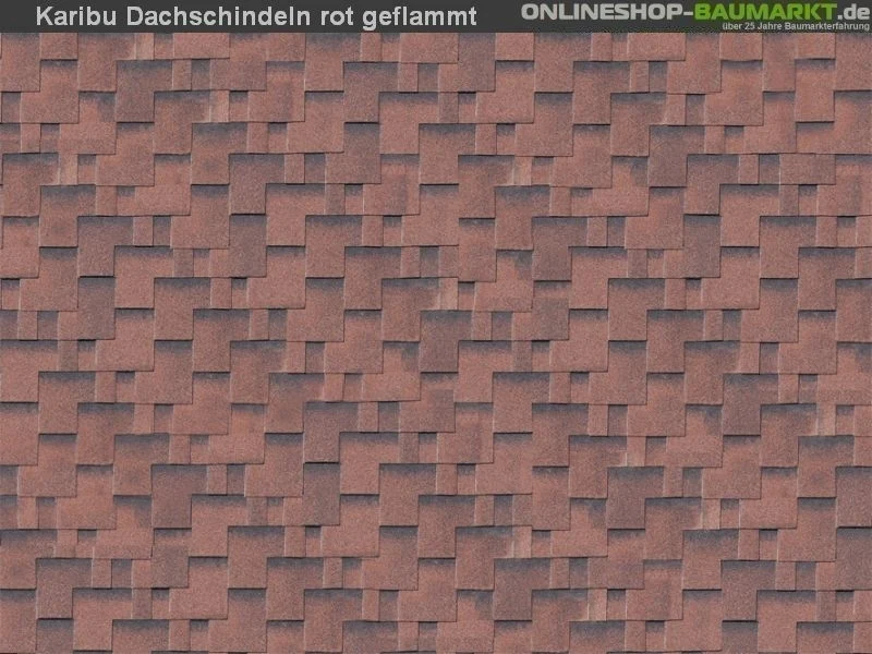 Karibu Dachschindeln Asymetrisch rot geflammt 4 Pakete