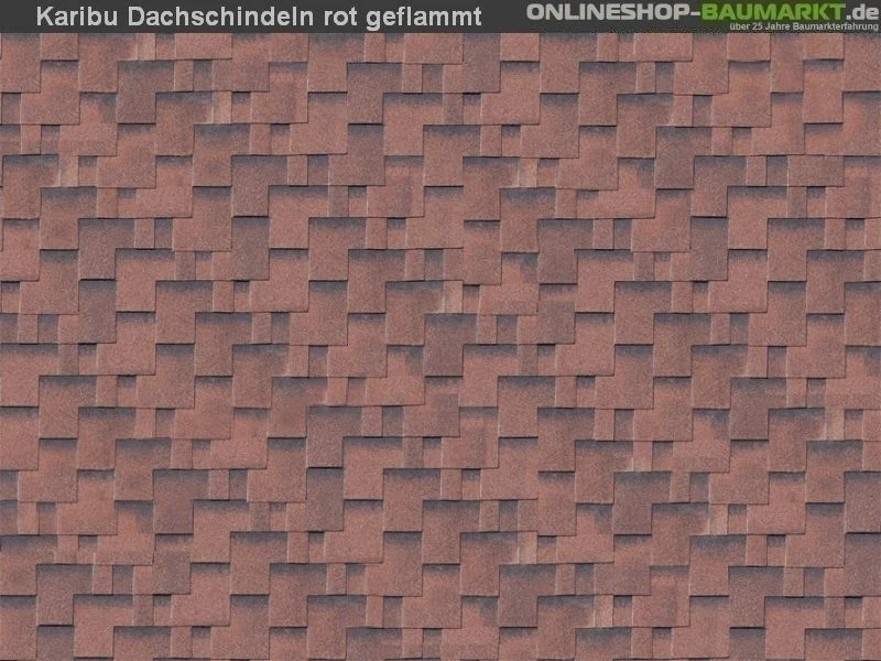 Karibu Dachschindeln Asymetrisch rot geflammt 9 Pakete