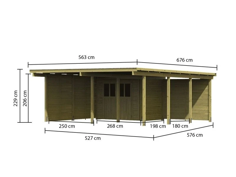 Karibu Doppelcarport ECO mit integriertem Abstellraum 1 und Wände - Image 3
