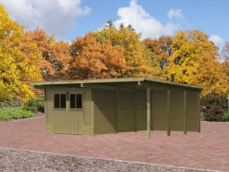 Karibu Doppelcarport ECO mit integriertem Abstellraum 3 und Wände - Image 2