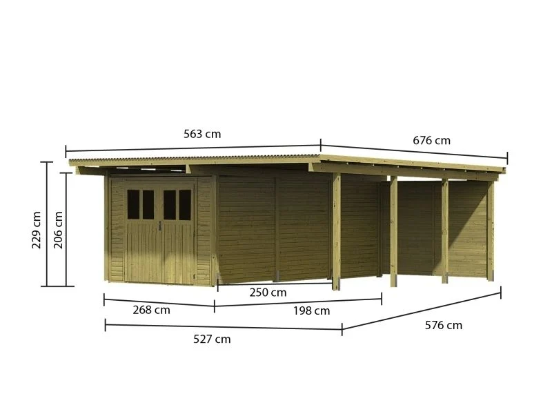 Karibu Doppelcarport ECO mit integriertem Abstellraum 3 und Wände - Image 4