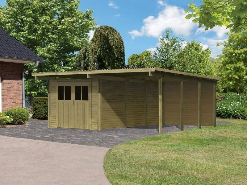 Karibu Doppelcarport ECO mit integriertem Abstellraum 3 und Wände - Image 6
