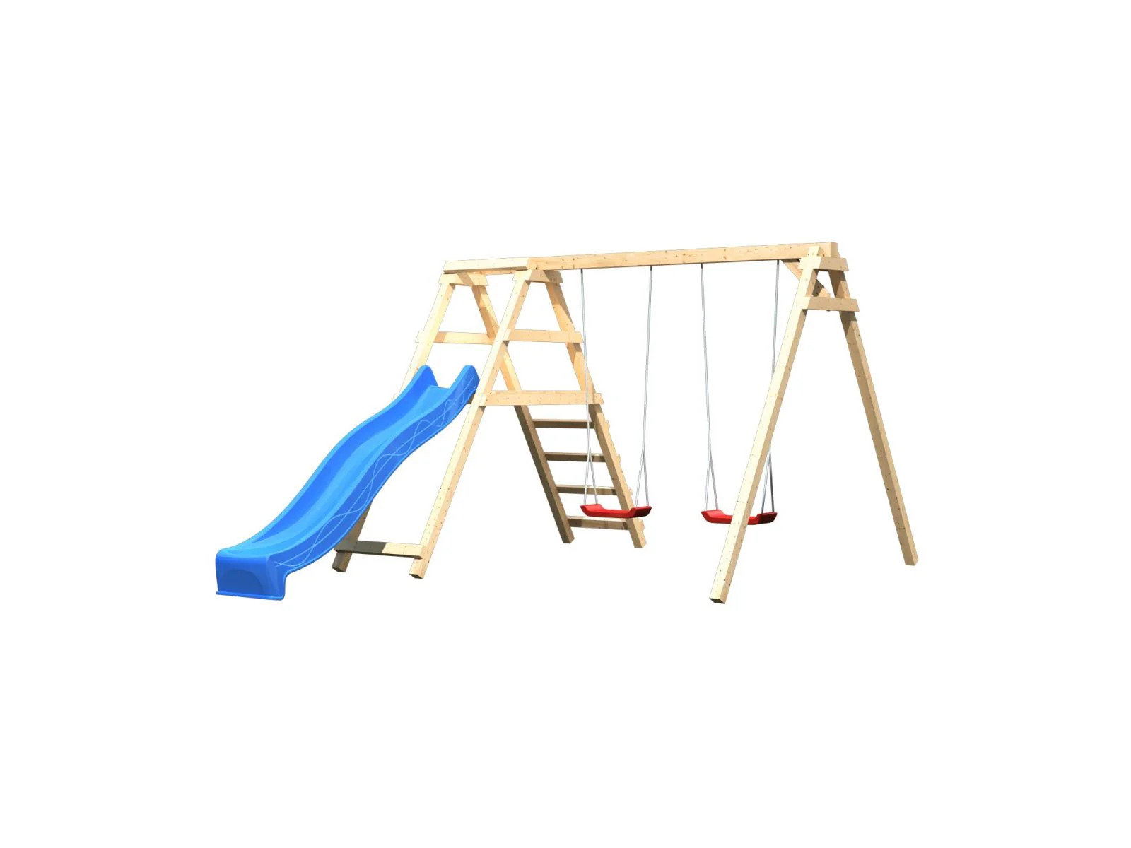 Karibu Doppelschaukel Felix mit Klettergerüst und Rutsche in blau - Image 4