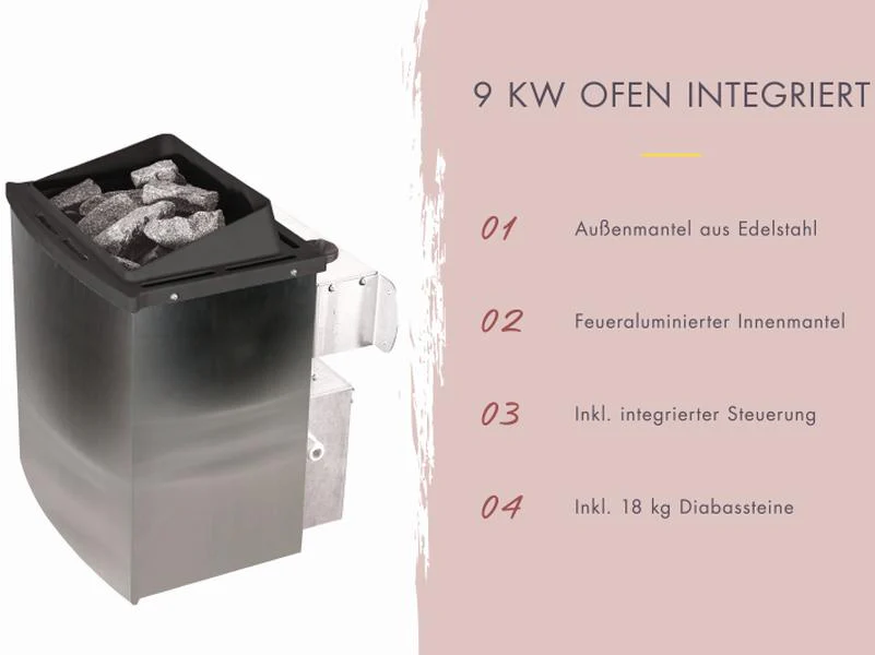 Karibu Fasssauna  Asymmetrisch 1, inkl. 9 kW Ofen integr. Steuerung - Image 6