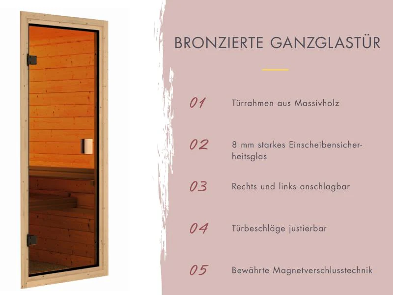 Karibu Fasssauna Quadro 3 ohne Ofen - 38 mm - Image 4