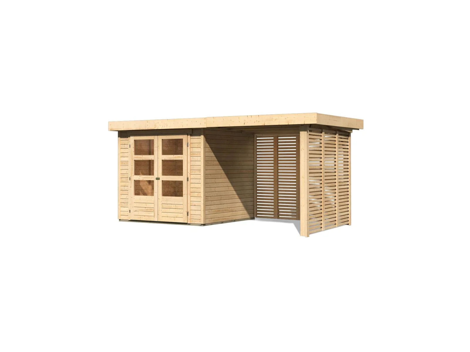 Karibu Gartenhaus Askola 2 inkl. 2,4 m Anbaudach mit Lamellenwänden - Image 4