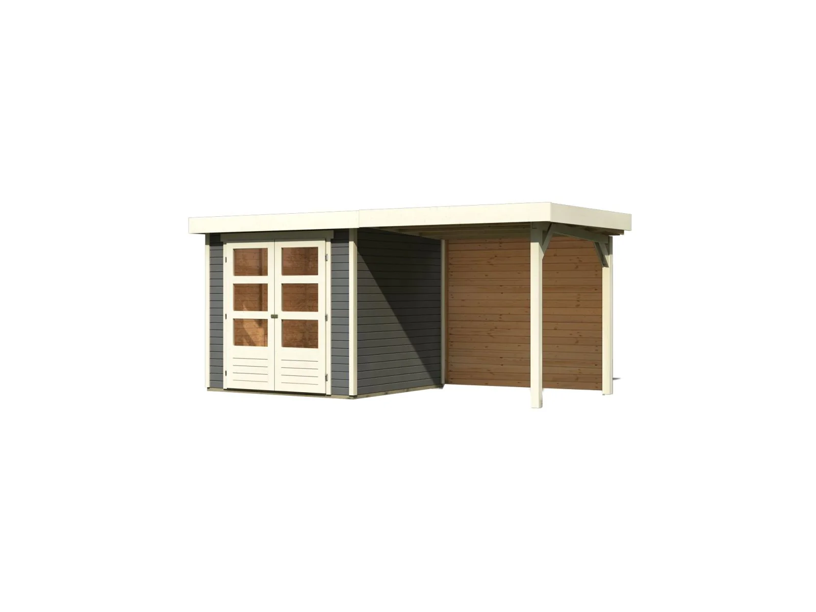 Karibu Gartenhaus Askola 2 mit Anbaudach 2,40 m, Rückwand terragrau - Image 4