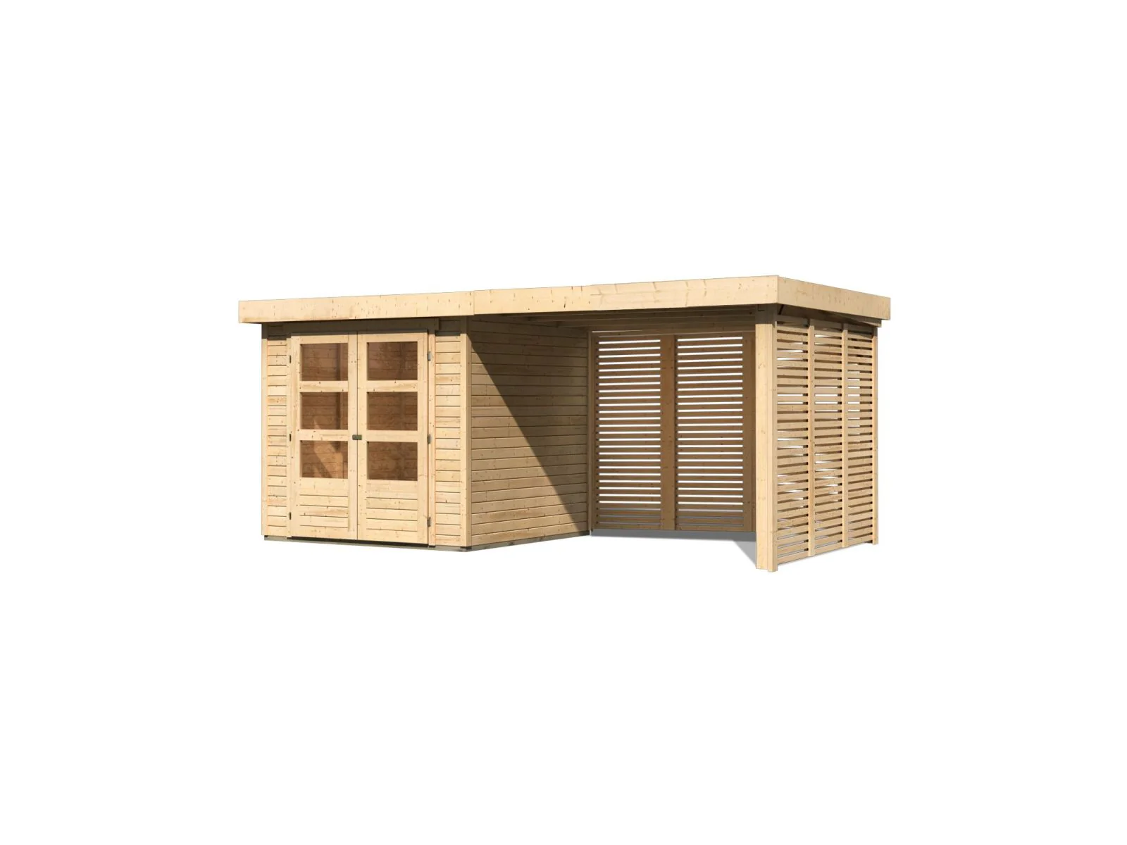 Karibu Gartenhaus Askola 2 mit Anbaudach 2,8 m und Seiten- und Rückwand in Lamellenoptik - Image 2