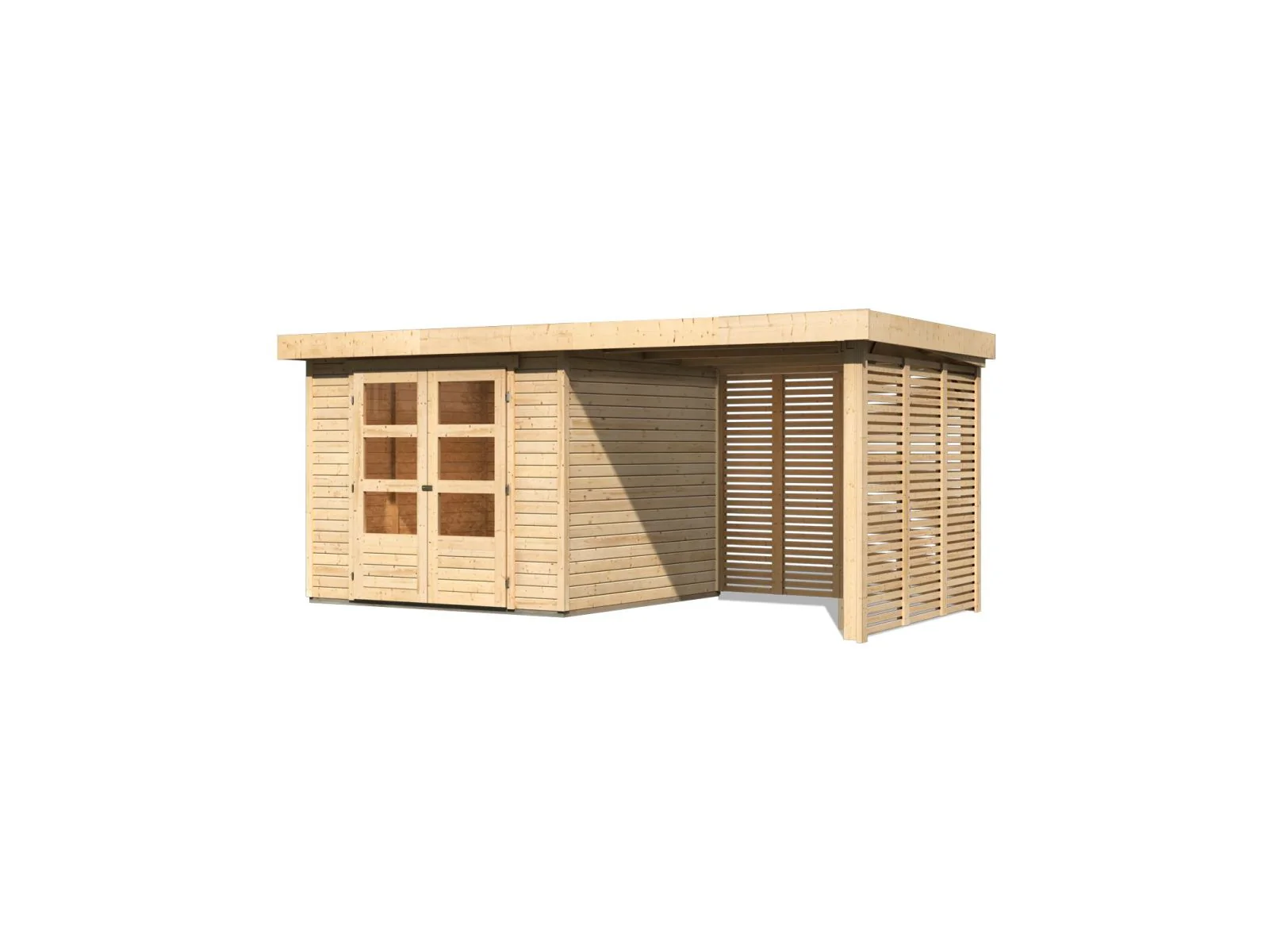 Karibu Gartenhaus Askola 3,5 mit Anbaudach 2,4 m mit Lamellenwänden - Image 4