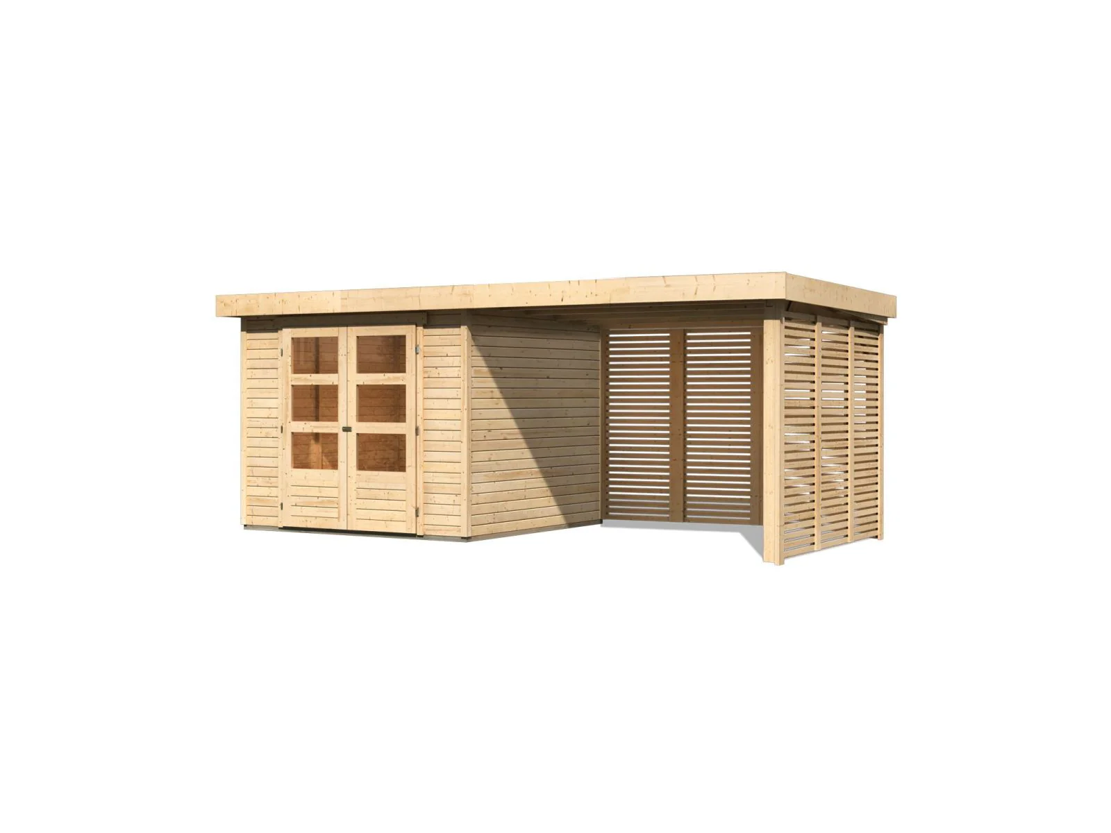 Karibu Gartenhaus Askola 3,5 mit Anbaudach 2,8 m mit Lamellenwänden - Image 2