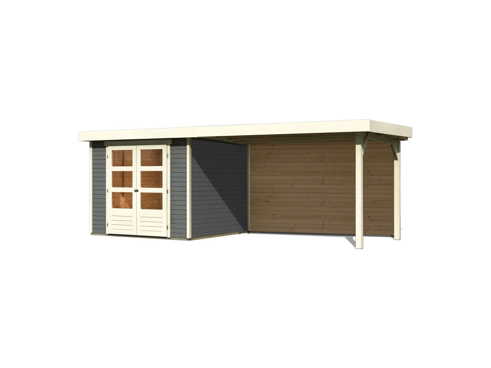 Karibu Gartenhaus Askola 3,5 mit Anbaudach 2,8 m, Rückwand in terragrau - Image 3