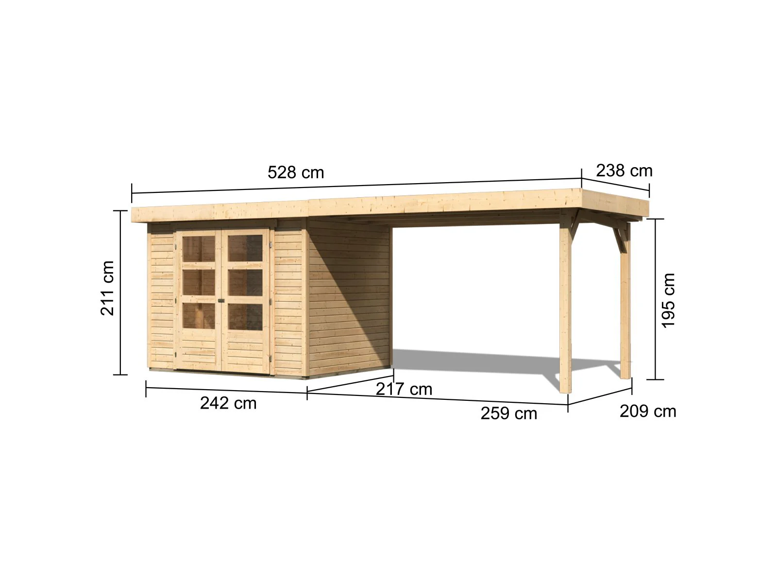 Karibu Gartenhaus Askola 3 mit Anbaudach 2,75 Meter - Image 3