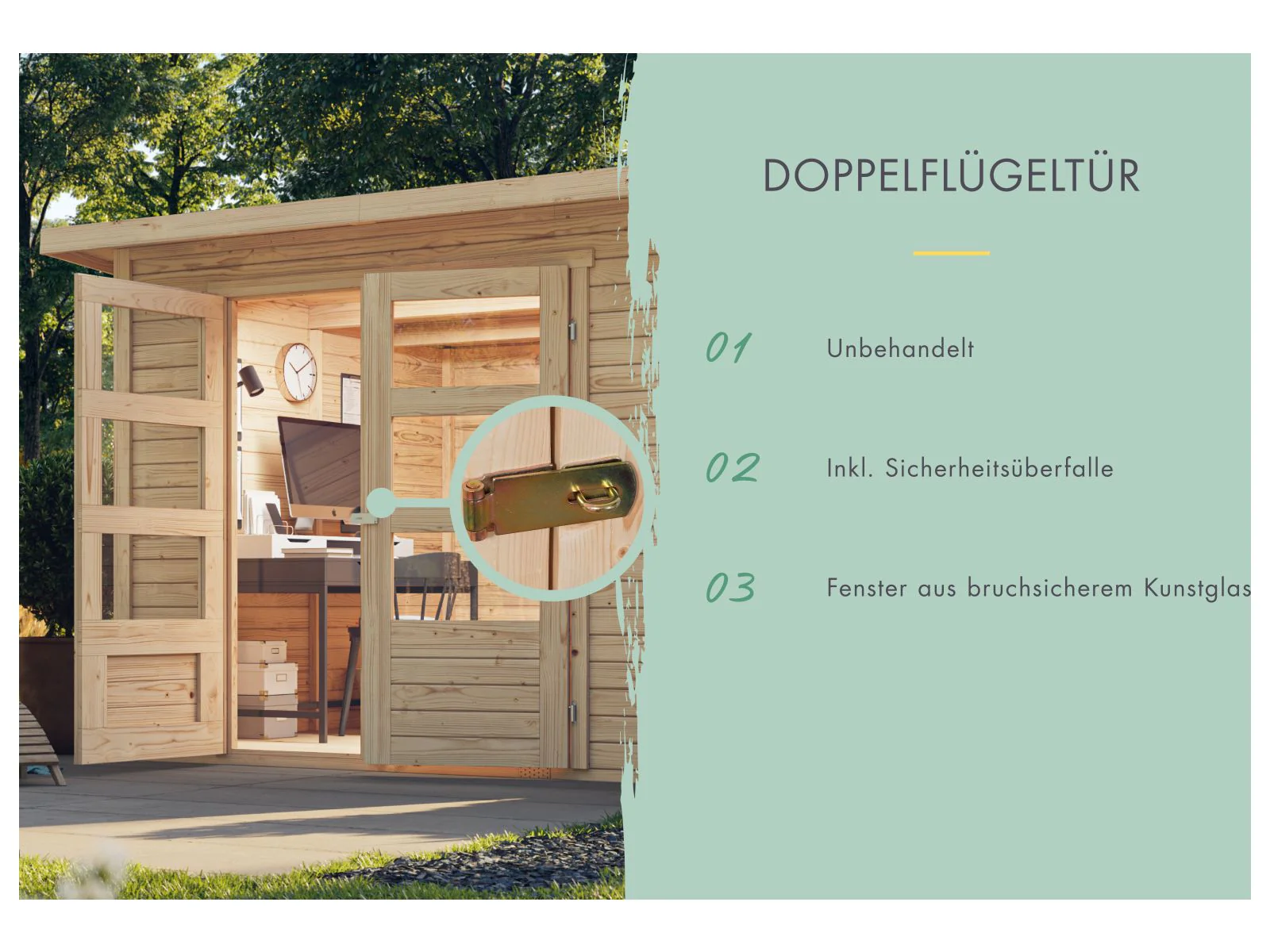 Karibu Gartenhaus Askola 3 mit Anbaudach 2,75 Meter - Image 7