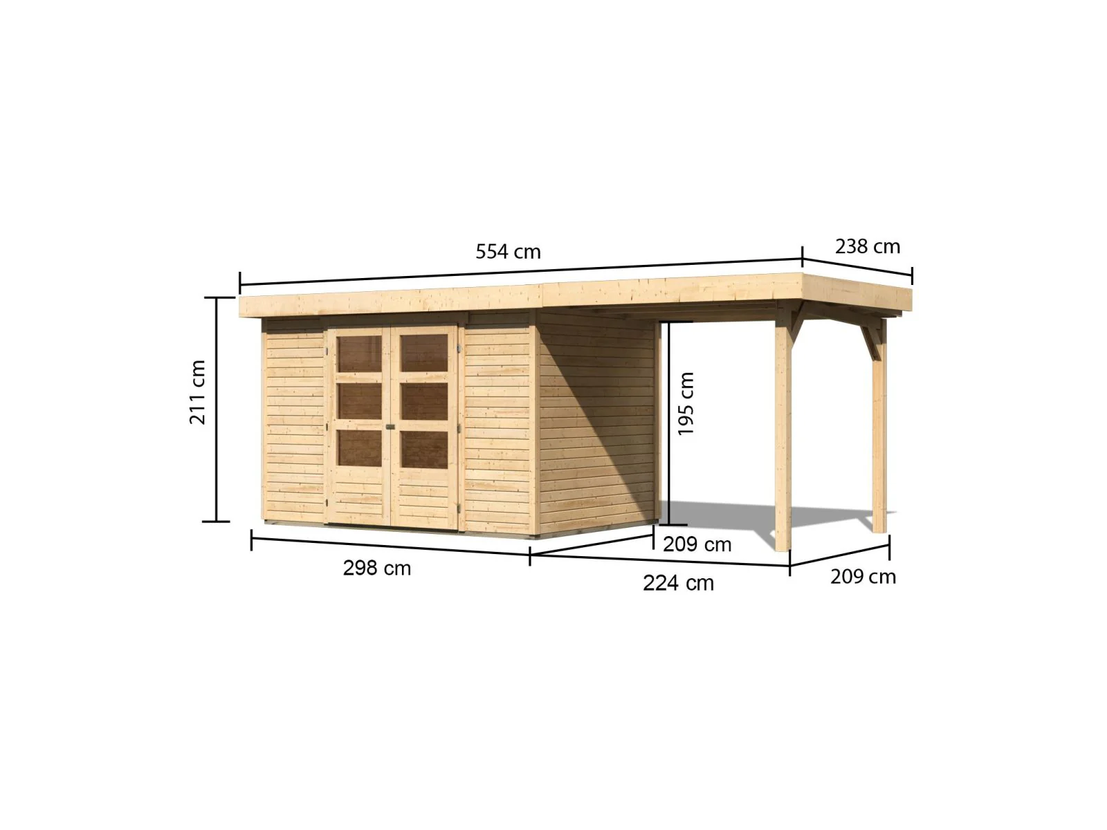 Karibu Gartenhaus Askola 4 mit Anbaudach 2,25 Meter - Image 2