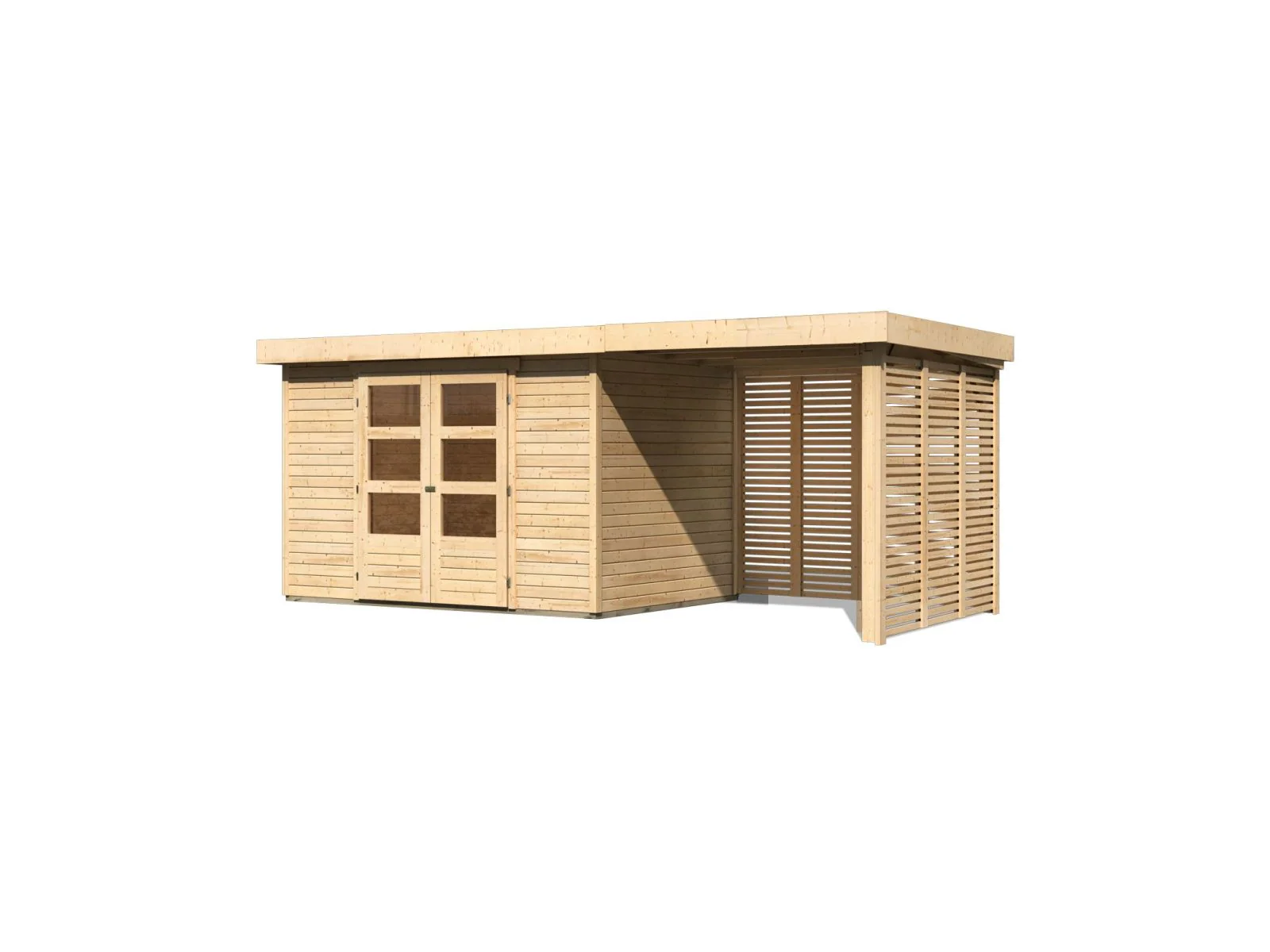 Karibu Gartenhaus Askola 4 mit Anbaudach 2,4 m, Lamellenwände - Image 4