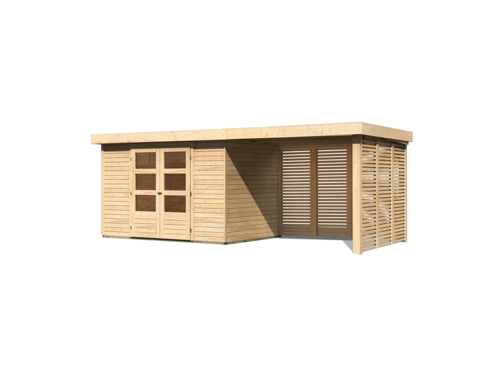Karibu Gartenhaus Askola 4 mit Anbaudach 2,8 m, Lamellenwände - Image 3