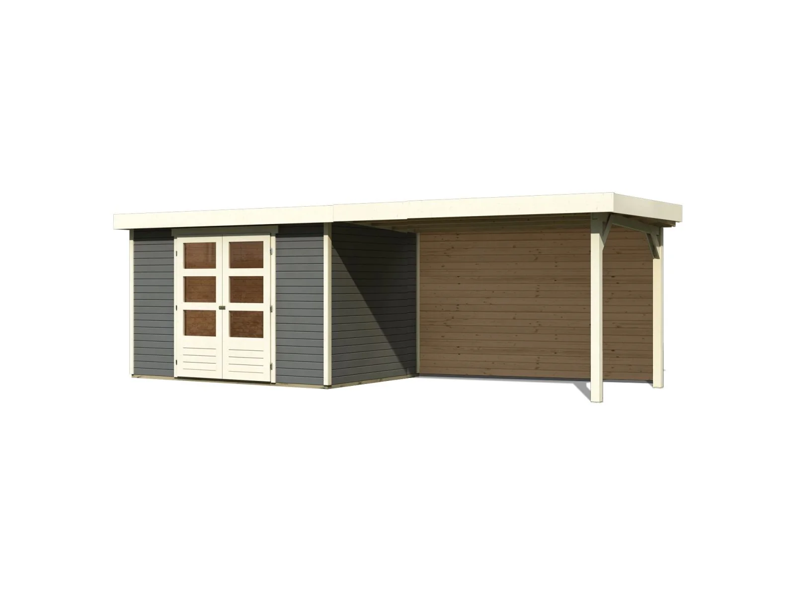 Karibu Gartenhaus Askola 4 mit Anbaudach 2,8 m mit Rückwand, terragrau - Image 2