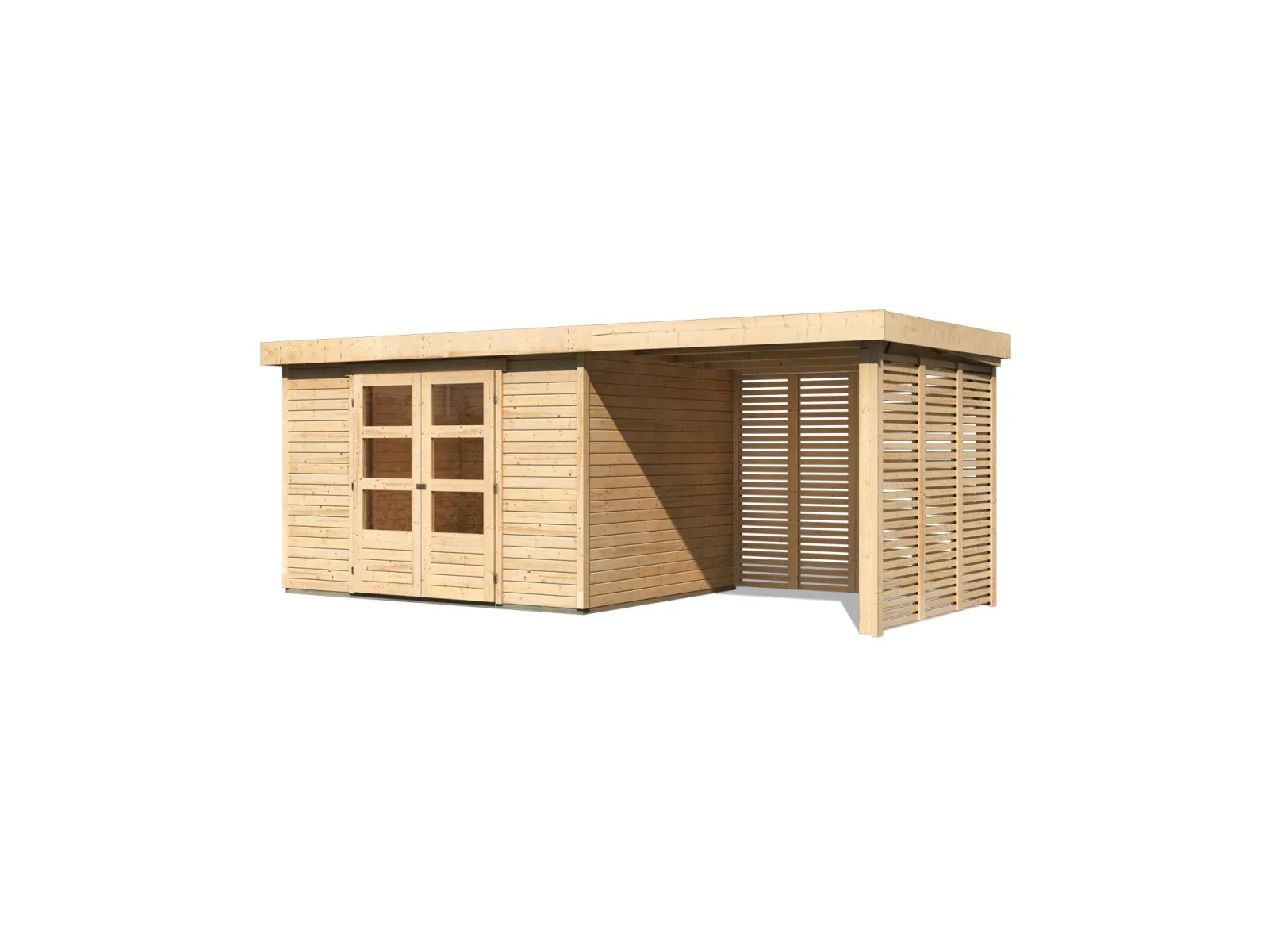 Karibu Gartenhaus Askola 5 mit Anbaudach 2,4 m, Lamellenwänden - Image 4