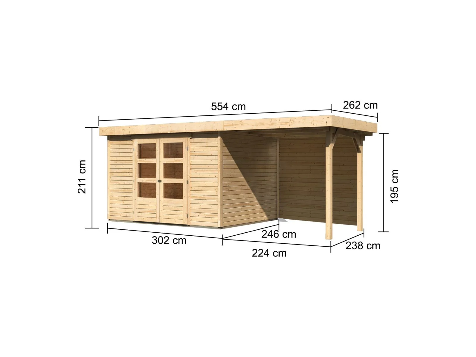 Karibu Gartenhaus Askola 5 mit Anbaudach 2,4 m, Rückwand - Image 3