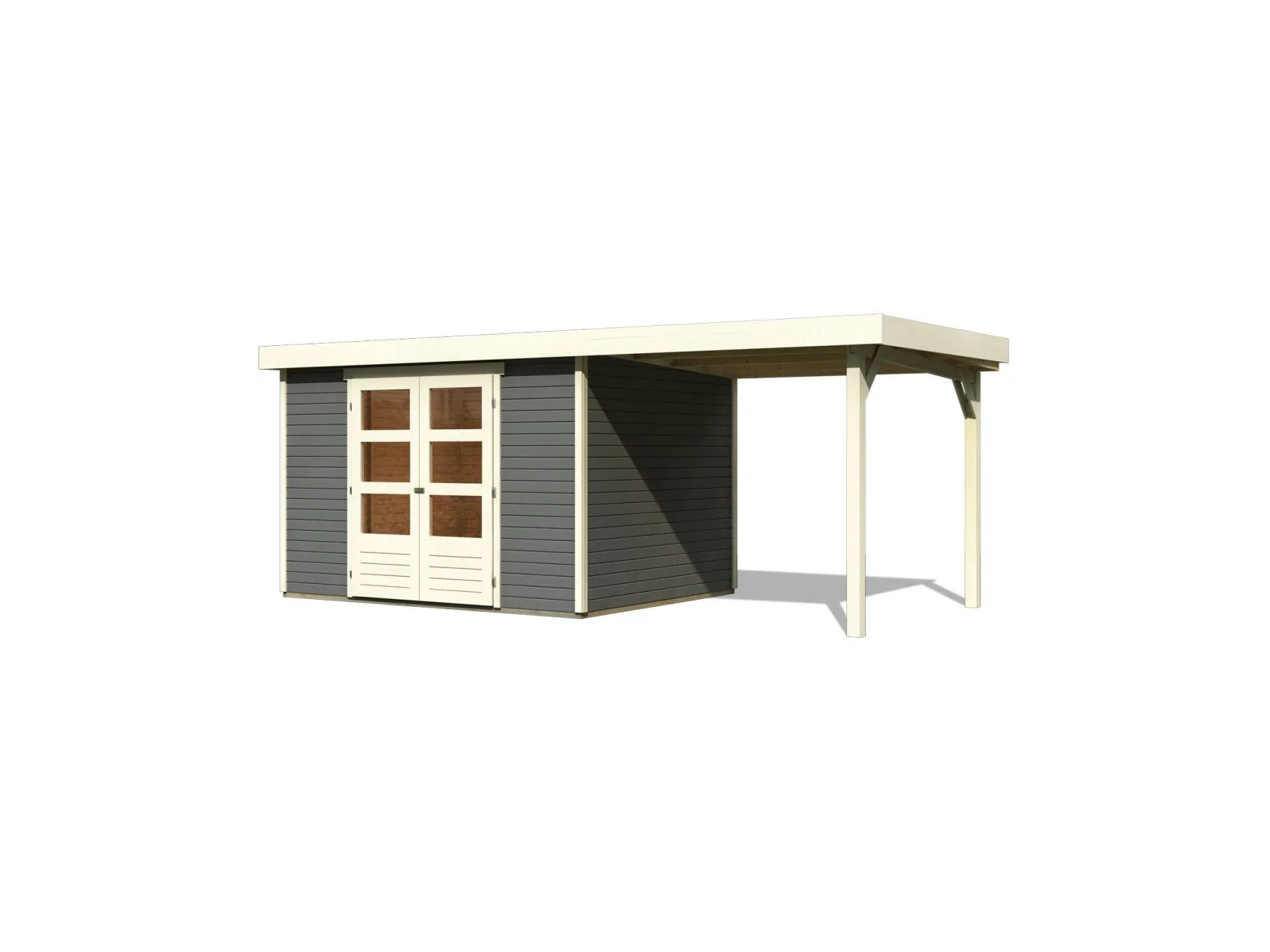 Karibu Gartenhaus Askola 5 mit Anbaudach 2,40 Meter terragrau - Image 4