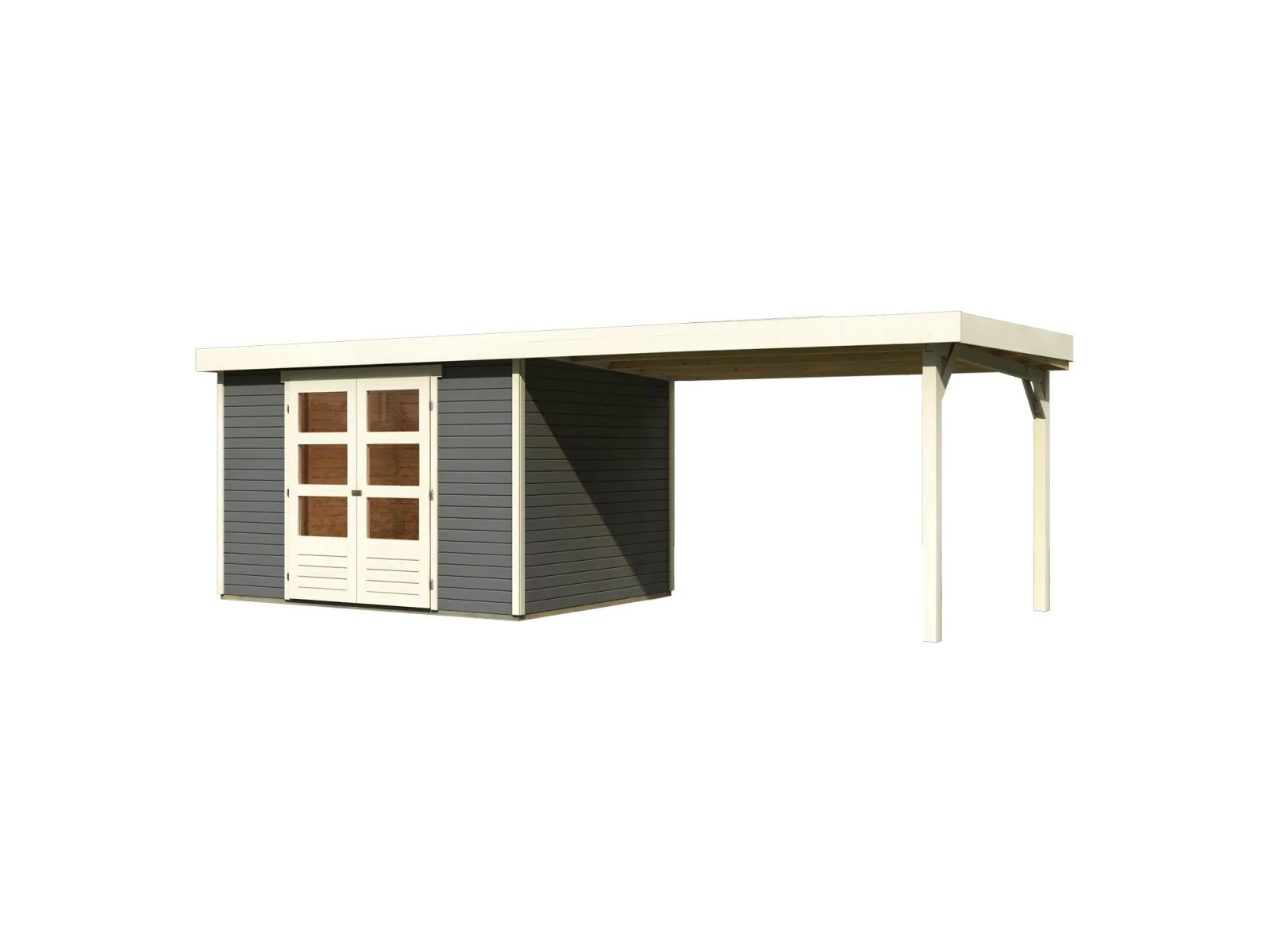Karibu Gartenhaus Askola 5 mit Anbaudach 2,8 m in terragrau - Image 3