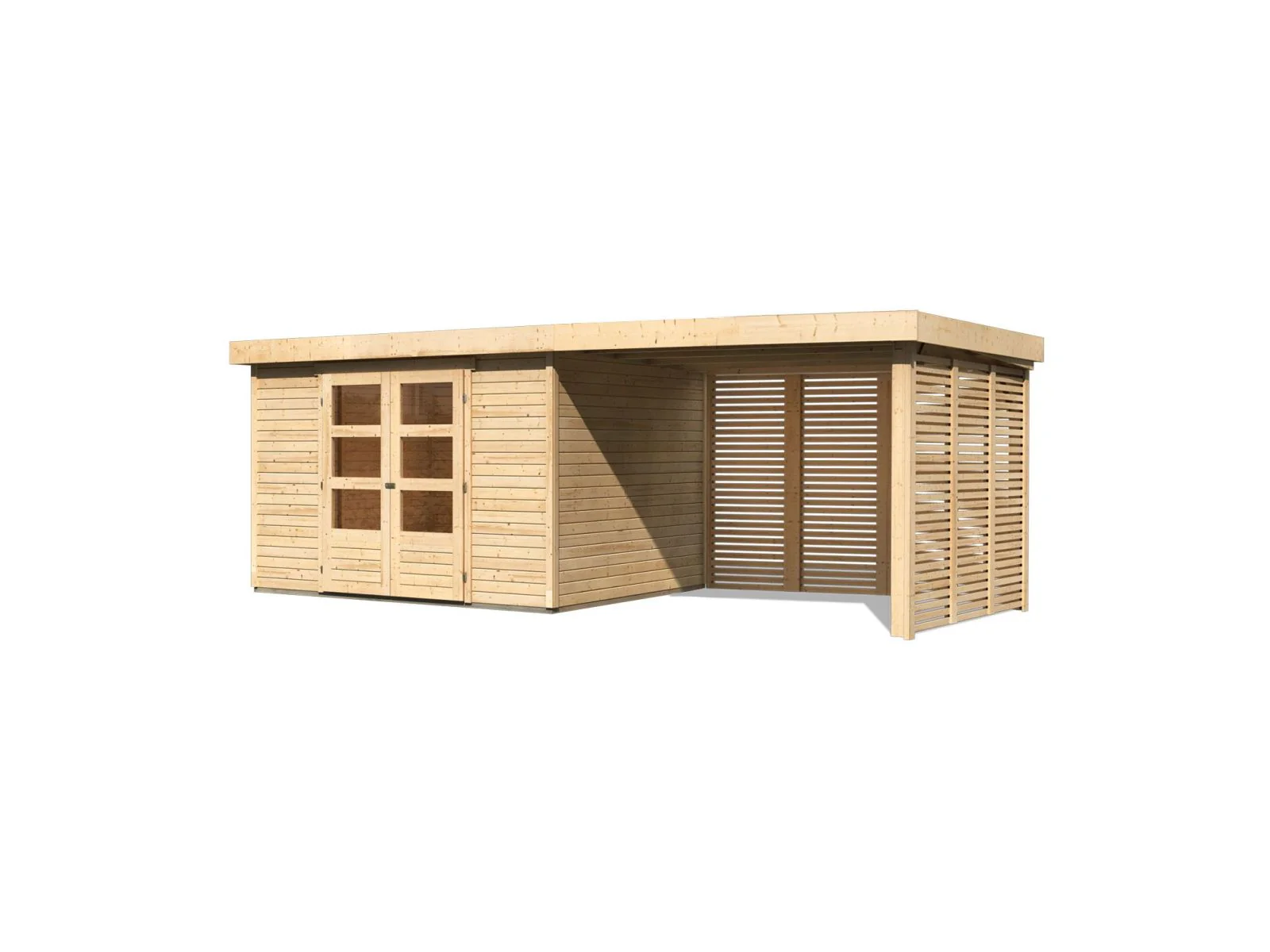 Karibu Gartenhaus Askola 5 mit Anbaudach 2,8 m, Lamellenwände - Image 2