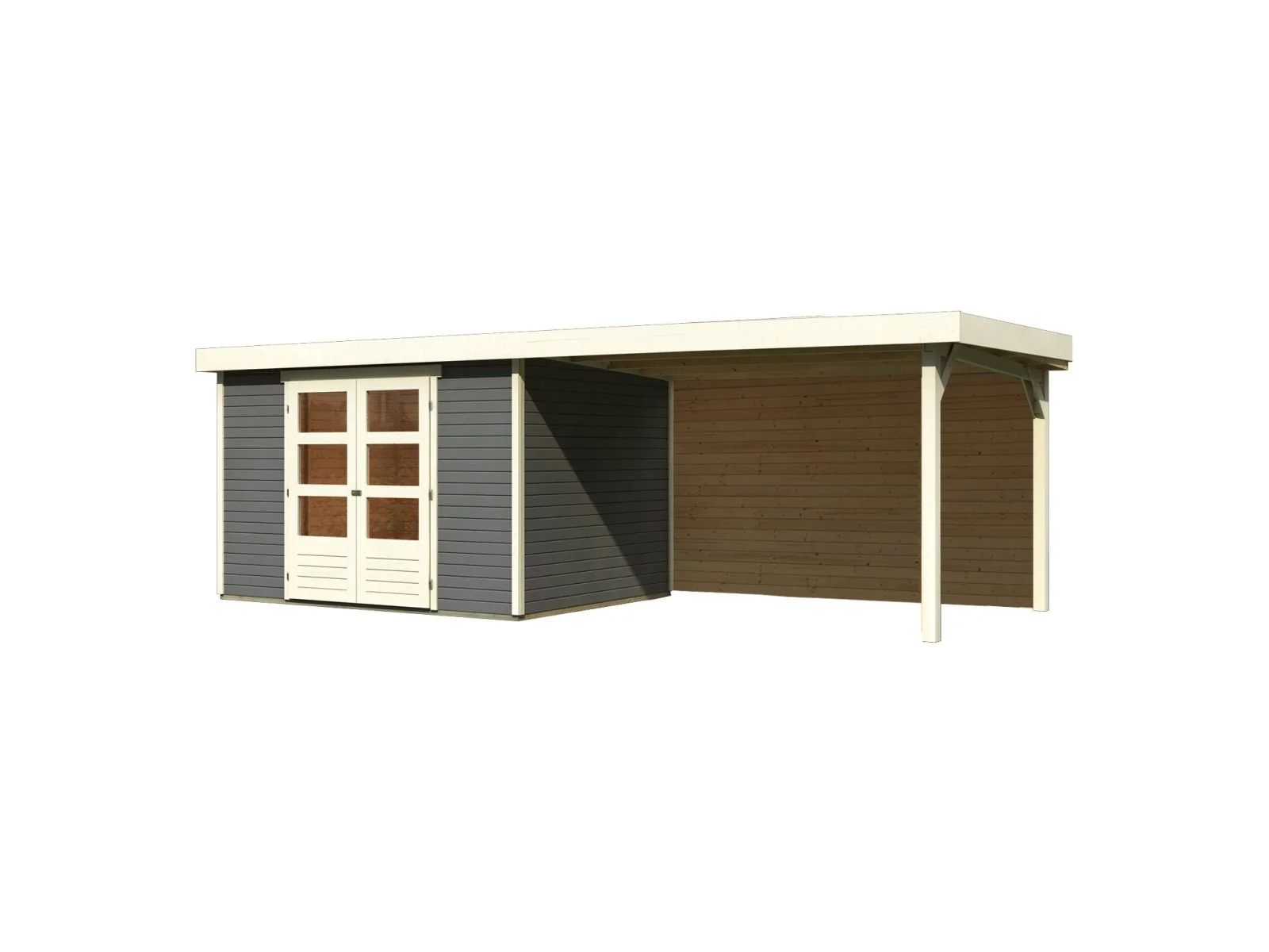 Karibu Gartenhaus Askola 5 mit Anbaudach 2,8 m, Rückwand in terragrau - Image 3