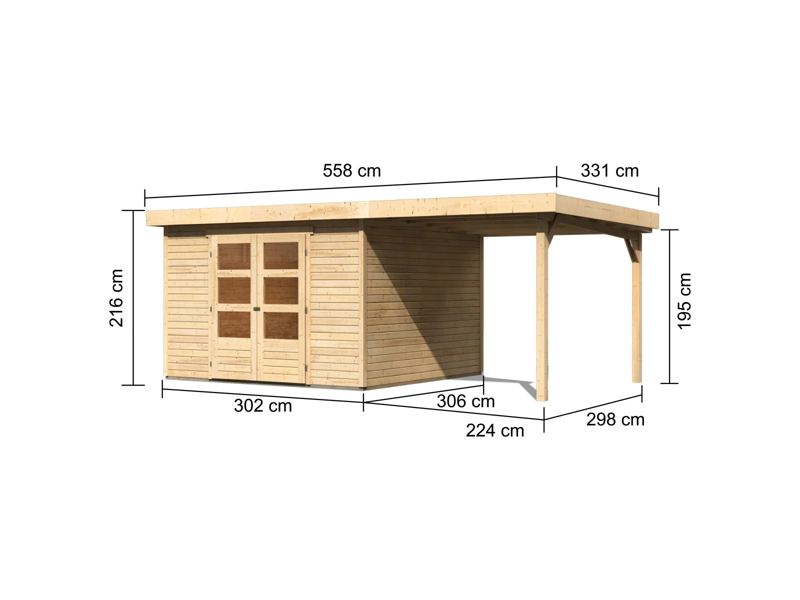 Karibu Gartenhaus Askola 6 mit Anbaudach 2,25 Meter - Image 3
