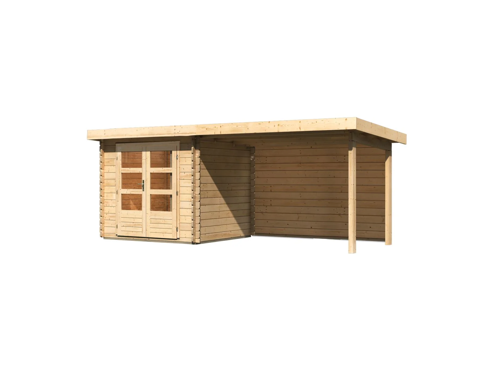 Karibu Gartenhaus Bastrup 2 mit Anbaudach 3 Meter inkl. Rückwand natur - Image 3