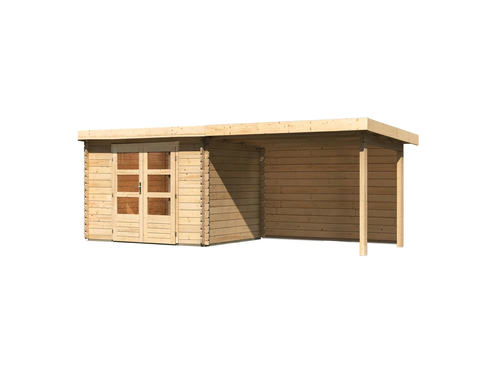 Karibu Gartenhaus Bastrup 3 mit Anbaudach 3 Meter inkl. Rückwand natur - Image 2