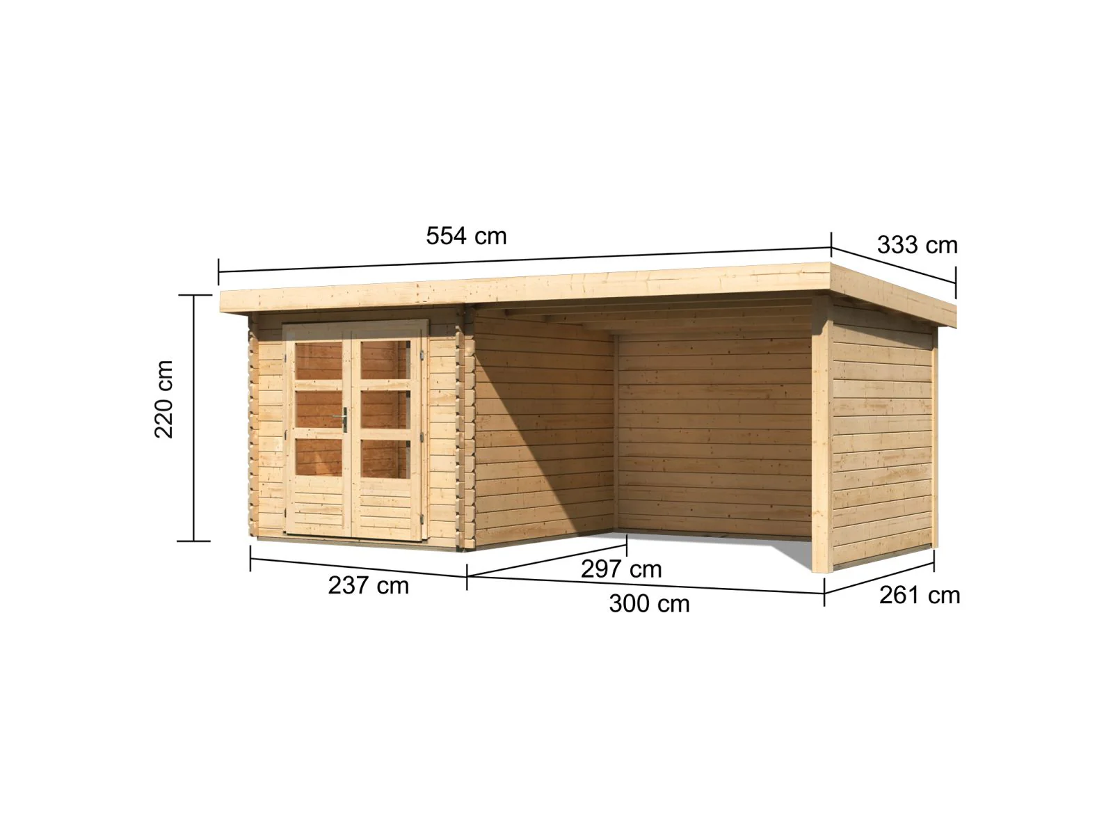 Karibu Gartenhaus Bastrup 4 Anbaudach 3 Meter inklusive Rück- und Seitenwand - Image 2
