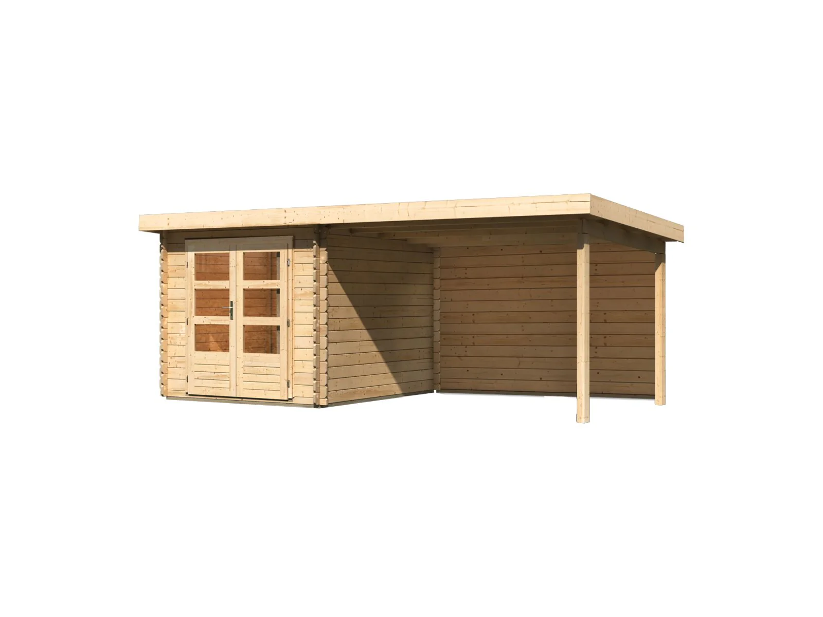 Karibu Gartenhaus Bastrup 4 mit Anbaudach 3 Meter inkl. Rückwand natur - Image 2